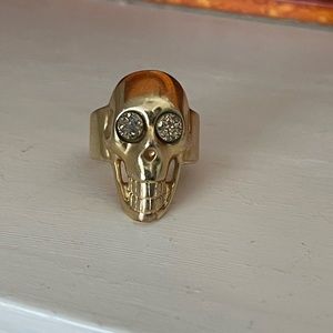 Costume jewlery skull gold with crystal eyes